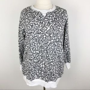Woman Within Black White Butterfly Sweatshirt 1X
